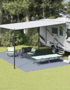 vidaXL Килим за палатка Синьо и сиво 600 x 250 cm Полиетилен