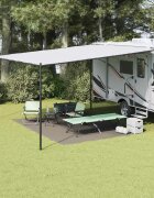 vidaXL Килим за палатка Светлосиво 400 × 300 cm Полиетилен