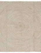 vidaXL Килим за площ Естествено и бяло 120 x 120 cm юта