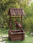 vidaXL Кладенец фонтан на желанията с помпа 57x50x112 см масивна ела