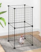 vidaXL Клетка за домашни любимци 8 панела черна 35x35x70 см стомана