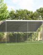 vidaXL Клетка за кокошки с 1 врата 2 бр. Сребристо 400x200x200cm