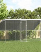 vidaXL Клетка за кокошки с 2 врати 2 бр. Сребристо 400x200x200см