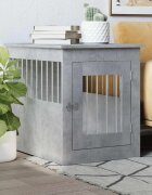 vidaXL Клетка за куче мебел бетонно сив 55x75x65 см инженерно дърво