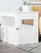 vidaXL Клетка за куче мебел бяла 645x80x71 см инженерно дърво
