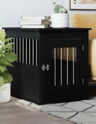 vidaXL Клетка за куче мебел черна 55x75x65 см инженерно дърво