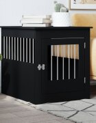 vidaXL Клетка за куче мебел черна 645x80x71 см инженерно дърво