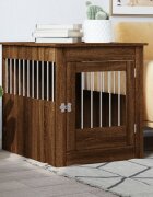 vidaXL Клетка за куче мебел кафяв дъб 645x80x71 см инженерно дърво