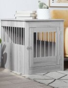 vidaXL Клетка за куче мебел сив сонома 645x80x71см инженерно дърво