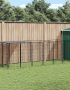 vidaXL Клетка за кучета черна 330x110x110 см стомана