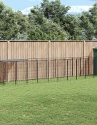 vidaXL Клетка за кучета черна 605 м² стомана