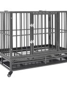 vidaXL Клетка за кучета с колелца стомана 102x72x85 см