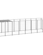 vidaXL Клетка за кучета сребриста 484 м² стомана