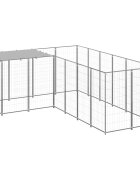 vidaXL Клетка за кучета сребриста 484 м² стомана