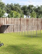 vidaXL Клетка за кучета сребриста 605 м² стомана