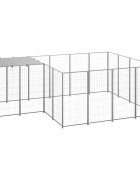 vidaXL Клетка за кучета сребриста 605 м² стомана