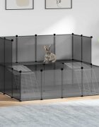 vidaXL Клетка за малки животни черна 143x107x93 см PP и стомана