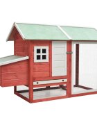 vidaXL Клетка за пилета червена 170x81x110 см чам и ела масив