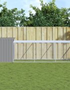 vidaXL Клетка за пилета с волиера светлосива 110x405x110 см стомана