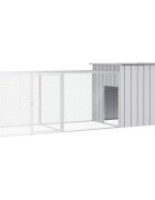 vidaXL Клетка за пилета сива 300x91x100 см поцинкована стомана