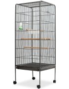 vidaXL Клетка за птици черна 54x54x146 см стомана