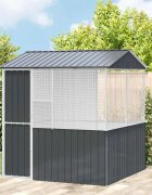 vidaXL Клетка за птици със съхранение Антрацит 215 x 209 x 230 см