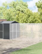 vidaXL Клетка за птици със съхранение Антрацит 635 x 304 x 247 см