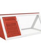 vidaXL Клетка за зайци червена дърво