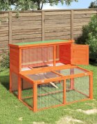 vidaXL Клетка за зайци кафява 102x90x845 см борово дърво масив
