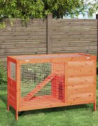 vidaXL Клетка за зайци кафява 103x44x695 см борово дърво масив