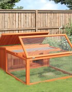 vidaXL Клетка за зайци кафява 1175x97x475 см борово дърво масив
