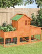 vidaXL Клетка за зайци кафява 170x63x113 см борово дърво масив