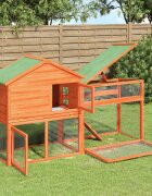 vidaXL Клетка за зайци кафява 1855x605x1095 см борово дърво масив