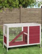 vidaXL Клетка за зайци мока 103x44x695 см борово дърво масив