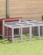 vidaXL Клетка за зайци мока 144x123x675 см борово дърво масив