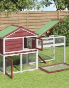 vidaXL Клетка за зайци мока 1855x605x1095 см борово дърво масив