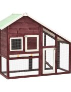 vidaXL Клетка за зайци мока и бяло 140x63x120 см чам масив