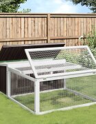 vidaXL Клетка за зайци сива 1175x97x475 см борово дърво масив