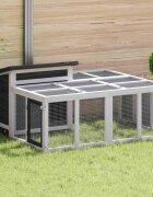 vidaXL Клетка за зайци сива 144x123x675 см борово дърво масив