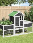 vidaXL Клетка за зайци сива 170x63x113 см борово дърво масив