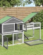 vidaXL Клетка за зайци сива 1855x605x1095 см борово дърво масив