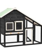 vidaXL Клетка за зайци сиво и бяло 140x63x120 см чам масив
