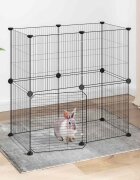 vidaXL Клетка за животни с врата 12 панела черна 70x35x70 см стомана
