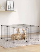 vidaXL Клетка за животни с врата 12 панела черна 70x70x35 см стомана