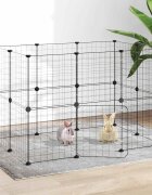 vidaXL Клетка за животни с врата 20 панела черна 105x70x70 см стомана