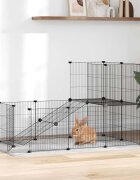 vidaXL Клетка за животни с врата 20 панела черна 105x70x70 см стомана