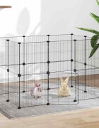 vidaXL Клетка за животни с врата 20 панела черна 105x70x70 см стомана