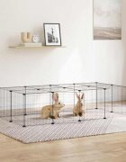 vidaXL Клетка за животни с врата 20 панела черна 140x70x35 см стомана