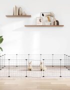 vidaXL Клетка за животни с врата 20 панела черна 175x175x35 см стомана