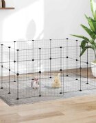vidaXL Клетка за животни с врата 28 панела черна 140x105x70 см стомана